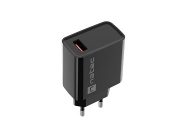Natec NATEC RIBERA USB-A 18W Črn Polnilec z Hitrim Polnjenjem in Varnostnimi Funkcijami