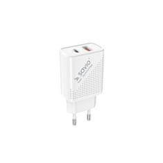 SAVIO SAVIO LA-04 Hitri polnilec USB Tip A in Tip C z močjo 18 W, notranji polnilnik, bel, združljiv s pametnimi telefoni
