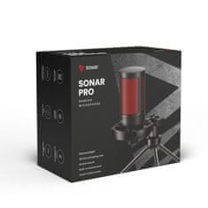 SAVIO Mikrofon za igranje SAVIO z osvetlitvijo, USB, tripod, SONAR PRO, kapacitetna in kardioidna usmerjenost, črn/rdeč