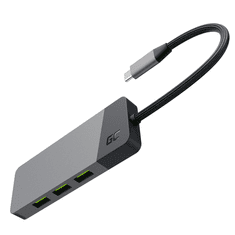 Green Cell USB-C adapter GREEN CELL HUB GC CONNECT 7W1, 3x USB 3.1, HDMI 4K, USB-C PD 85W, s podporo za MicroSD/SD in srebrna barva
