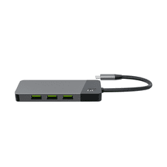 Green Cell USB-C adapter GREEN CELL HUB GC CONNECT 7W1, 3x USB 3.1, HDMI 4K, USB-C PD 85W, s podporo za MicroSD/SD in srebrna barva