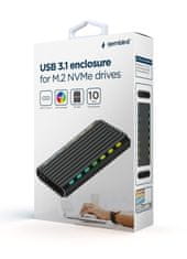 Gembird Gembird EE2280-U3C-03 USB 3.1 ohišje za M.2 NVMe pogone, RGB, aluminij, črno, podporni USB Type-C, 24h pošiljanje