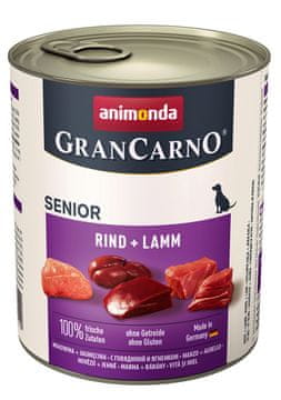 Animonda ANIMONDA GranCarno Senior mokra pasja hrana z govedino in janjetino, 800g - brez sladkorja, brez glutena, za starejše pse