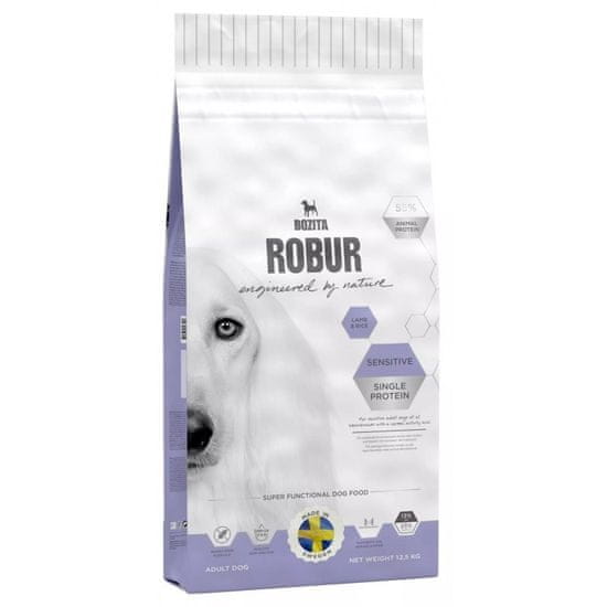 Bozita BOZITA Robur Sensitive Suho Pasje Hrano z Jagnjetino in Rižem - 12,5 kg, Brez Piščanca, Brez Glutenov, za Občutljive Želodce