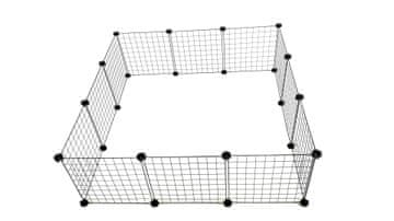 slomart Modularni pasji boks C&C 145x75x37 cm - črn, primeren za pse teže 2-4,9 kg, idealen za igro in nočno spanje.