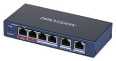 Hikvision Hikvision DS-3E0106HP-E Stikalo brez upravljanja z 6 RJ-45 priključki, PoE podporo, kovinsko ohišje, modro