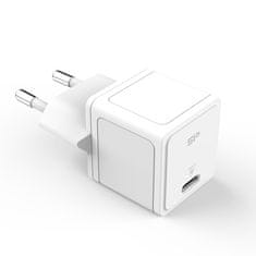Silicon Power Silikonski napajalnik QM12 Type-C 20W, hitro polnjenje, bele barve, združljiv s pametnimi telefoni in tablicami