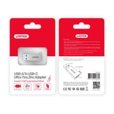 Unitek UNITEK USB-A na USB-C adaptator 3.1 Gen1, srebrna, hitrost prenosa do 5 Gbit/s, kompaktna izvedba, A1034NI
