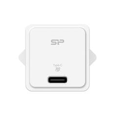 Silicon Power Silikonski napajalnik QM12 Type-C 20W, hitro polnjenje, bele barve, združljiv s pametnimi telefoni in tablicami