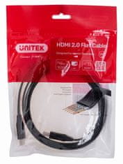 Unitek UNITEK HDMI kabel 2.0, 4K 60Hz, ravni, 2m, z zlatimi kontakti, črn, ARC, 18 Gbit/s, idealen za domače kino