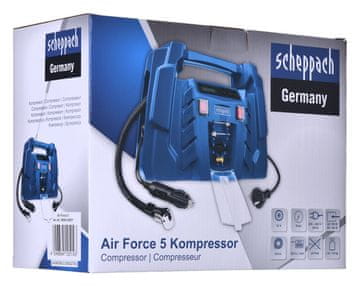 Scheppach Scheppach AIR-FORCE 5 zračni kompresor 0,2 W AC, plastika, modra, max tlak 8 bar, univerzalna uporaba