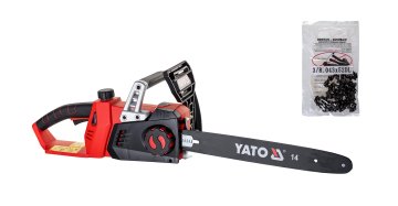 YATO Brezžični motorni žagin Yato YT-82813, 4500 RPM, dolžina rezila 35 cm, z avtomatskim oljenjem, črna/rdeča