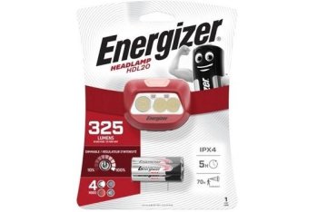 Energizer Energizer LED naglavna svetilka HDL20 325 lm, IPX4, 3AAA, rdeča, nastavljiva glava, dolžina delovanja do 40 h