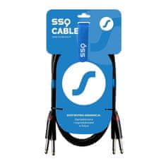 slomart SSQ JMJM3 3m Kabel 2x Jack Mono 6,3 mm, 85Ω Impedanca, Črn, PVC Ščit, Moški Končniki