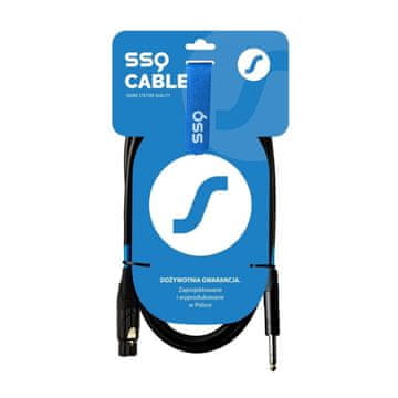 slomart Kabel SSQ XLRJS1 - XLR moški na stereo Jack 6,3 mm, dolžina 1 m, črn, 2 x 0,23 mm², za profesionalno avdio povezavo