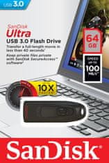 SanDisk SanDisk Ultra USB ključek 64 GB USB Type-A 3.2 Gen 1, črn, zaščita s geslom, hitrost branja 100 MB/s