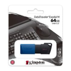 Kingston USB ključ Kingston Exodia 64GB USB 3.2 v modri barvi, hitrost prenosa podatkov do 5 Gb/s, podpora za različne operacijske sisteme