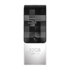 Silicon Power Silicon Power Mobile C31 USB ključek 32 GB, USB Type-A / USB Type-C, vodoodporen, odporen na prah in vibracije, črn/srebrn