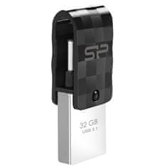 Silicon Power Silicon Power Mobile C31 USB ključek 32 GB, USB Type-A / USB Type-C, vodoodporen, odporen na prah in vibracije, črn/srebrn