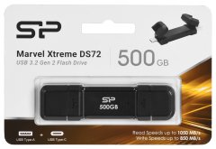 Silicon Power Silicon Power DS72 USB ključek 500 GB, USB Type-A/C, hitrosti do 1050 MB/s, črn, 3.2 Gen 2, aluminijasto-rubber ohišje