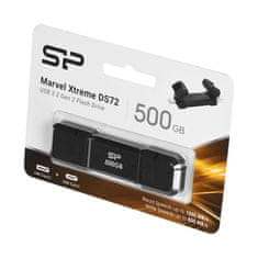 Silicon Power Silicon Power DS72 USB ključek 500 GB, USB Type-A/C, hitrosti do 1050 MB/s, črn, 3.2 Gen 2, aluminijasto-rubber ohišje