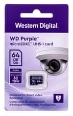 WD MicroSDXC kartica Western Digital WD Purple SC QD101, 64 GB, Class 10, UHS Class 1, temperaturni razpon -40 do 85 °C