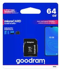 GoodRam Goodram M1AA-0640R12 64 GB MicroSDXC kartica razreda 10 UHS-I s 100 MB/s bralno hitrostjo in zaščito za pisanje
