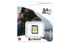 Kingston Kingston 64GB SDXC Canvas Select Plus 100R C10 UHS-I U1 V10 - Vodoodporna, odporna na vibracije, vročinska in rentgenska zaščita