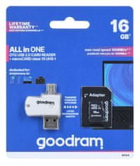 GoodRam Goodram M1A4-0160R12 microSDHC kartica 16 GB, UHS-I, Class 10, črna/bela, hitrost branja 100 MB/s, hitrost pisanja 10 MB/s