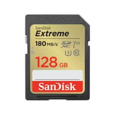 SanDisk SanDisk Extreme 128 GB SDXC UHS-I Class 10 - hitrosti branja 180 MB/s, odporna na udarce, vodoodporna, širok spekter uporabnosti.