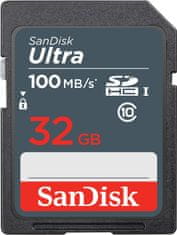 SanDisk SanDisk Ultra 32GB SDHC spominska kartica 100MB/s UHS-I razred 10, vodoodporna in šok odporna