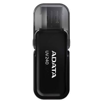 slomart ADATA UV240 USB ključek 32 GB, USB Type-A 2.0, črn, kapica, kompakten in lahek, odlična izbira za shranjevanje podatkov.
