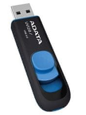 slomart ADATA DashDrive UV128 32GB USB ključek, USB Type-A 3.2 Gen 1, črn in modri, oblikovanje Slide