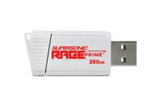 slomart USB ključ Patriot Rage Prime 256 GB, 600 MB/s, USB 3.2, bele barve, visoka hitrost prenosa, Plug and Play