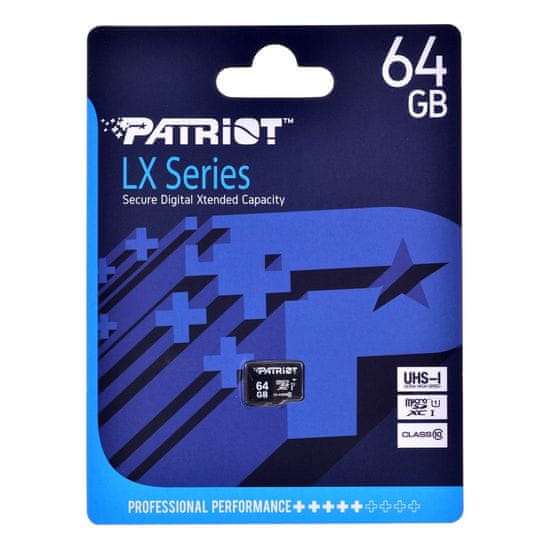 slomart Spominska kartica Patriot Memory PSF64GMDC10 64 GB MicroSDXC UHS-I Class 10 - hitrost branja do 80 MB/s, zanesljivost v ekstremnih pogojih