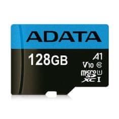 slomart ADATA Premier 128 GB MicroSDXC UHS-I, Class 10, vodoodporen, udarno odporen, visoka hitrost prenosa, črno-modra barva