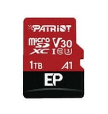 slomart Pomnilniška Kartica Patriot EP Pro Micro SDXC 1TB, 90/80 MB/s, A1, V30, U3, Class 10, Črna/Rdeča, Z Adapterjem