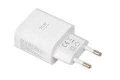 iBOX Zunanji polnilec iBOX C-37 GaN PD20W, beli, hitri polnilec s podporo za USB Power Delivery 3.0, univerzalna združljivost.