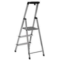 KRAUSE Zložljiva aluminijasta lestvica Krause s 3 stopnicami in antislip funkcijo, max. nosilnost 150 kg, srebrna barva