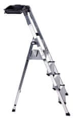 KRAUSE Folding ladder Krause Secury s 4 stopnicami, aluminijasta, srebrna, z nedrsečimi nogami in shranjevalno škatlo
