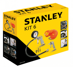 Stanley Stanley Pnevmatski Orodni Set, 6 Delni, z Dodatki za Napihovanje, Spirala Hoses 5m, Kovinski in Oranžni Dizajn