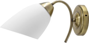 ActiveJet Klasična stenska svetilka Activejet NIKITA Patyna E27 za dnevno sobo, elegantna zasnova, bela steklena senca, 60W