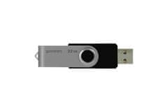 GoodRam USB ključek Goodram UTS2, 32 GB, USB 2.0, Tip A, črn/srebrn, vrti mehanizem, 5 MB/s zapis, 20 MB/s branje