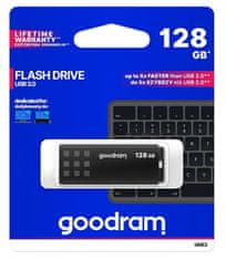 GoodRam USB ključek Goodram UME3, 128 GB, USB Type-A 3.0, črn, hitrosti branja 60 MB/s in pisanja 20 MB/s