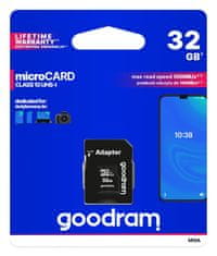 GoodRam Goodram M1AA-0320R12 32GB MicroSDHC spominska kartica, Class 10, UHS-I, odporna na magnetne in udarne vplive