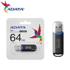 slomart ADATA C906 USB ključek 64 GB, USB Type-A 2.0, črn, plastičen, kapica, kompatibilen z Windows in Mac OS X