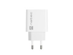 Natec NATEC omrežni polnilec RIBERA USB-A + USB-C 20W PD, hitri polnilec, univerzalna združljivost, zaščita moči, bela barva
