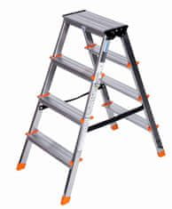 KRAUSE Dvojstrano aluminijasto lestev Krause Dopplo, srebrna, 4 stopnice, z nedrsečo površino, kompaktna in lahka