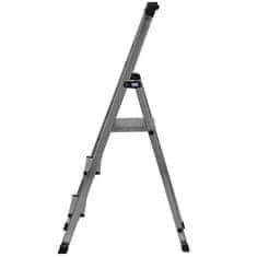 KRAUSE Krause Solidy zložljiva aluminijasta lestvica s 3 stopnicami, srebrna barva, max nosilnost 150 kg, varen protidrsni površina