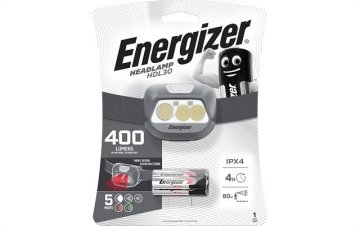 Energizer Energična LED naglavna svetilka ENERGIZER HDL30, 400 lm, IPX4, 3 x AAA, nastavljiva, do 40 h delovanja, siva